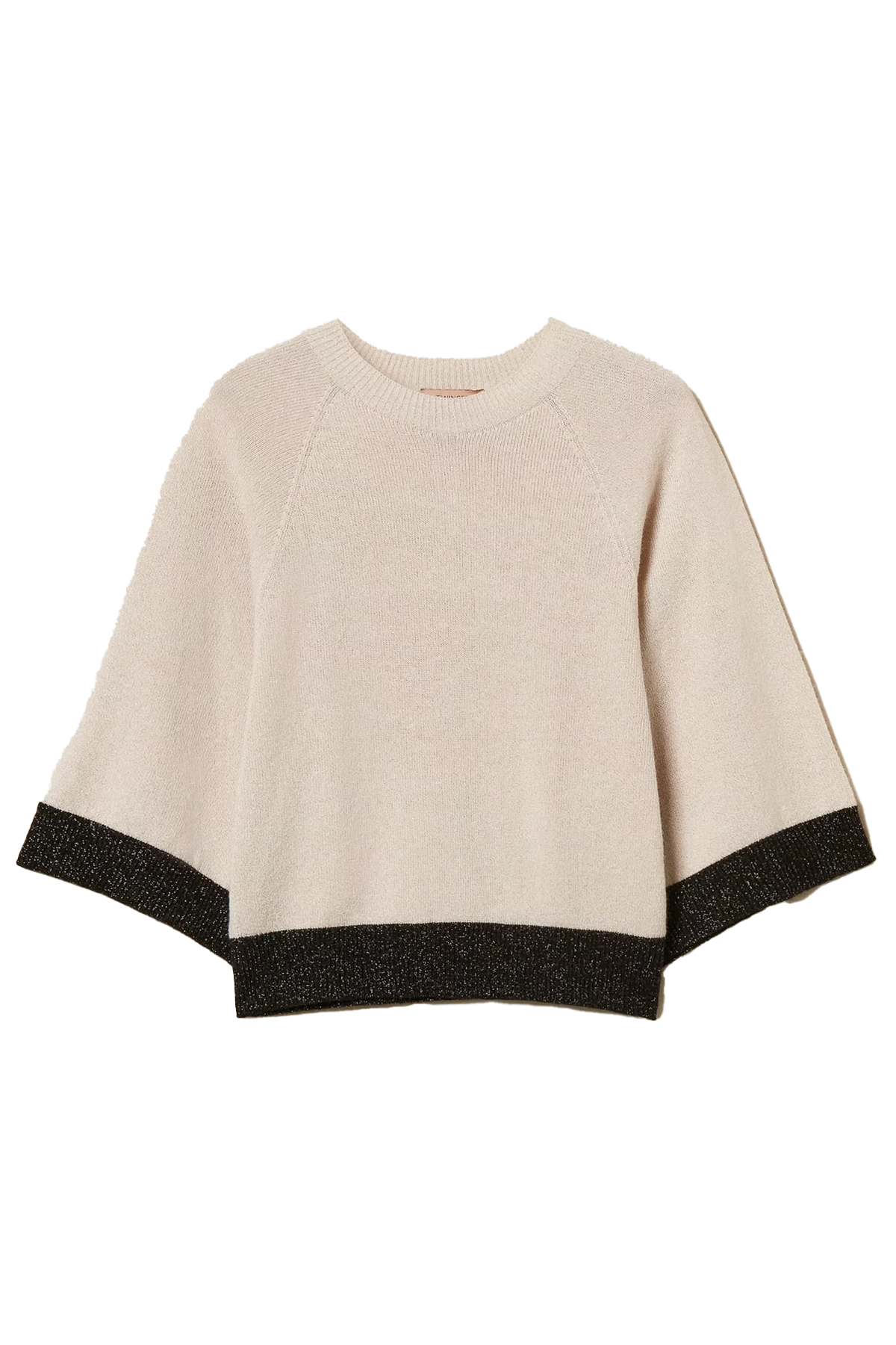 Twin Set Damen Cropped-Pullover mit Lurex Beige 13930 Bild 1