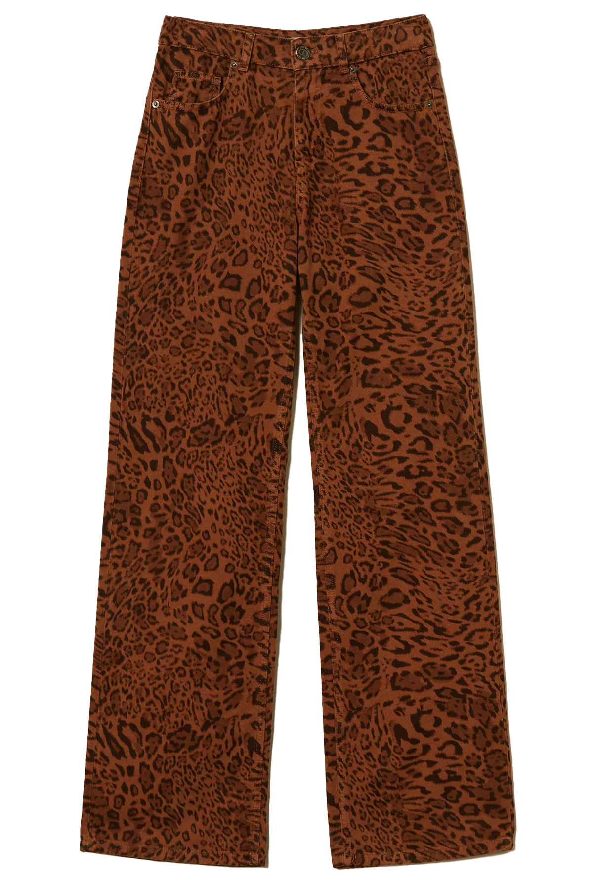 Twin Set Damen Hose aus Bull Denim mit Animalprint, Beige/Braun 12558 Bild 1