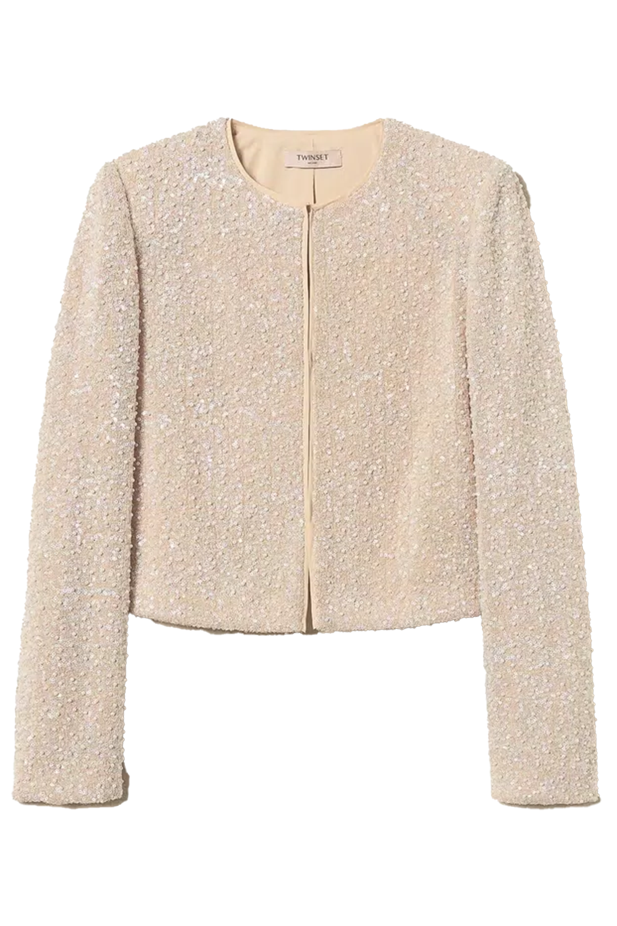 Twin Set Damen Jacke mit Pailletten und Perlen Beige BEIGE Bild 1