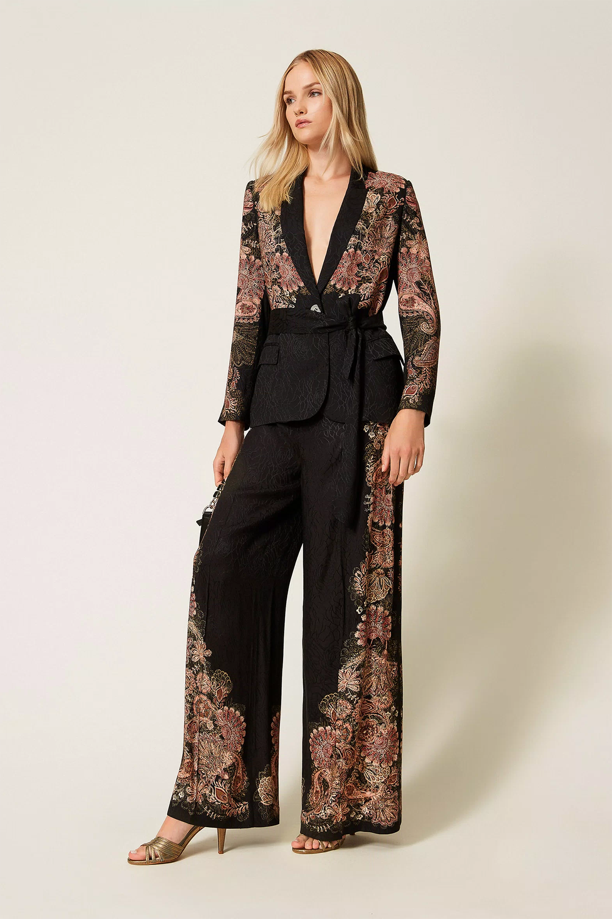 Twin Set Damen Jacquardblazer mit Print, Schwarz 12742 Bild 2