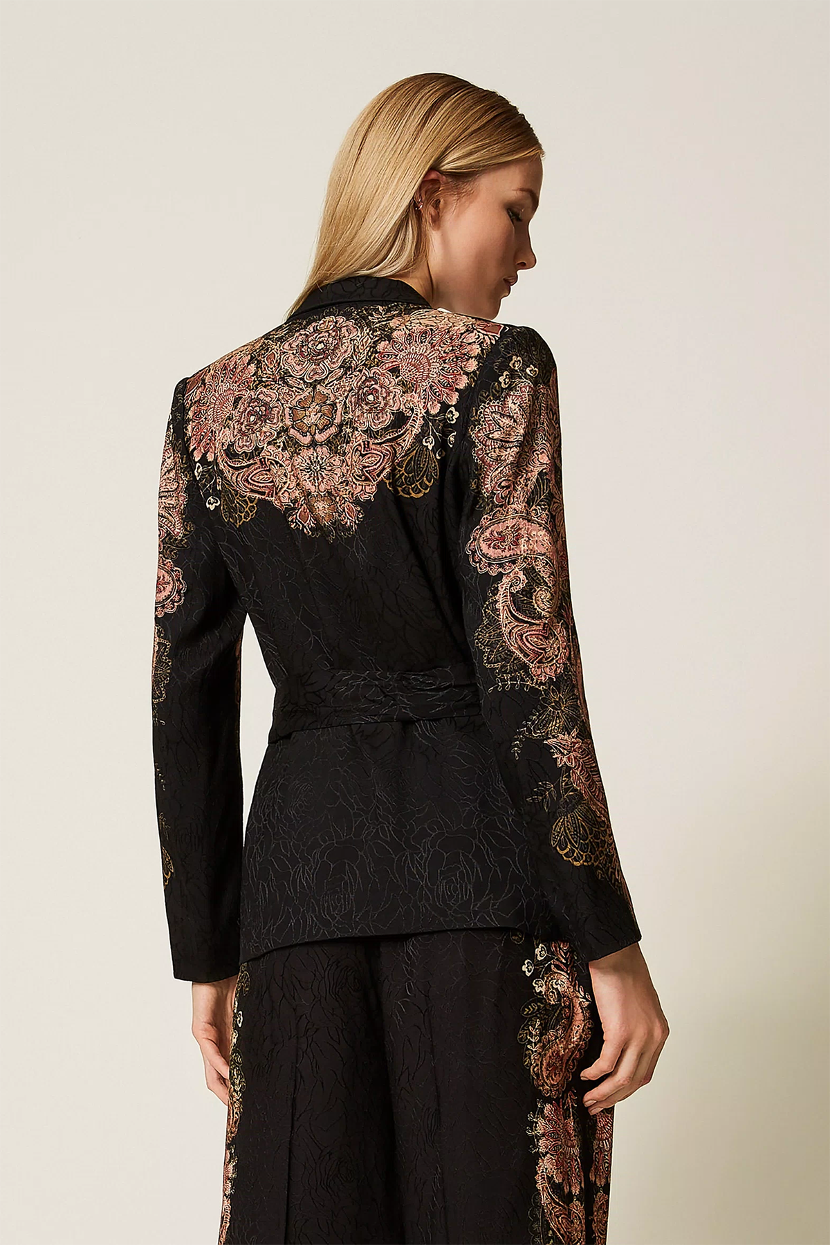 Twin Set Damen Jacquardblazer mit Print, Schwarz 12742 Bild 4