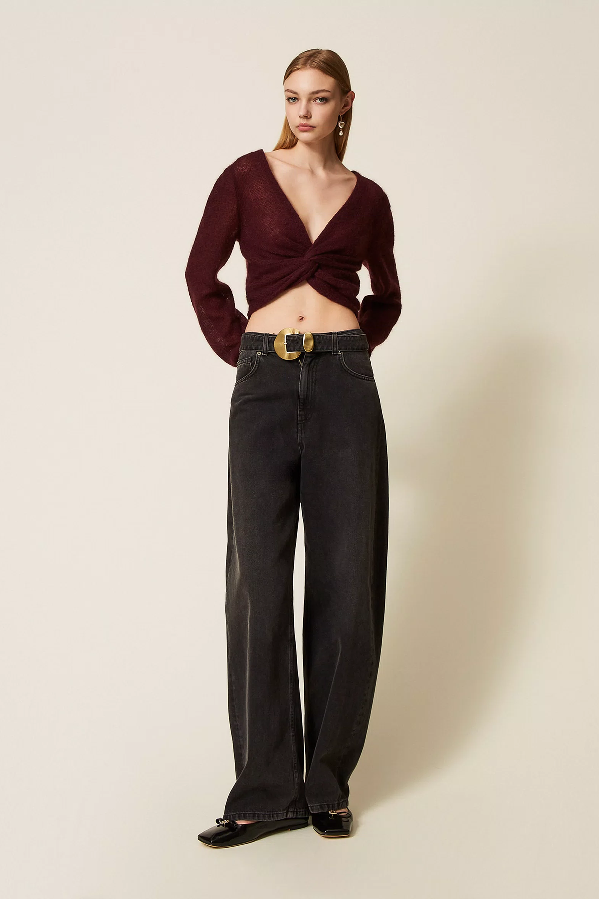 Twin Set Damen Jeans mit Gürtel und Maxischnalle, Schwarz 01103 Bild 2