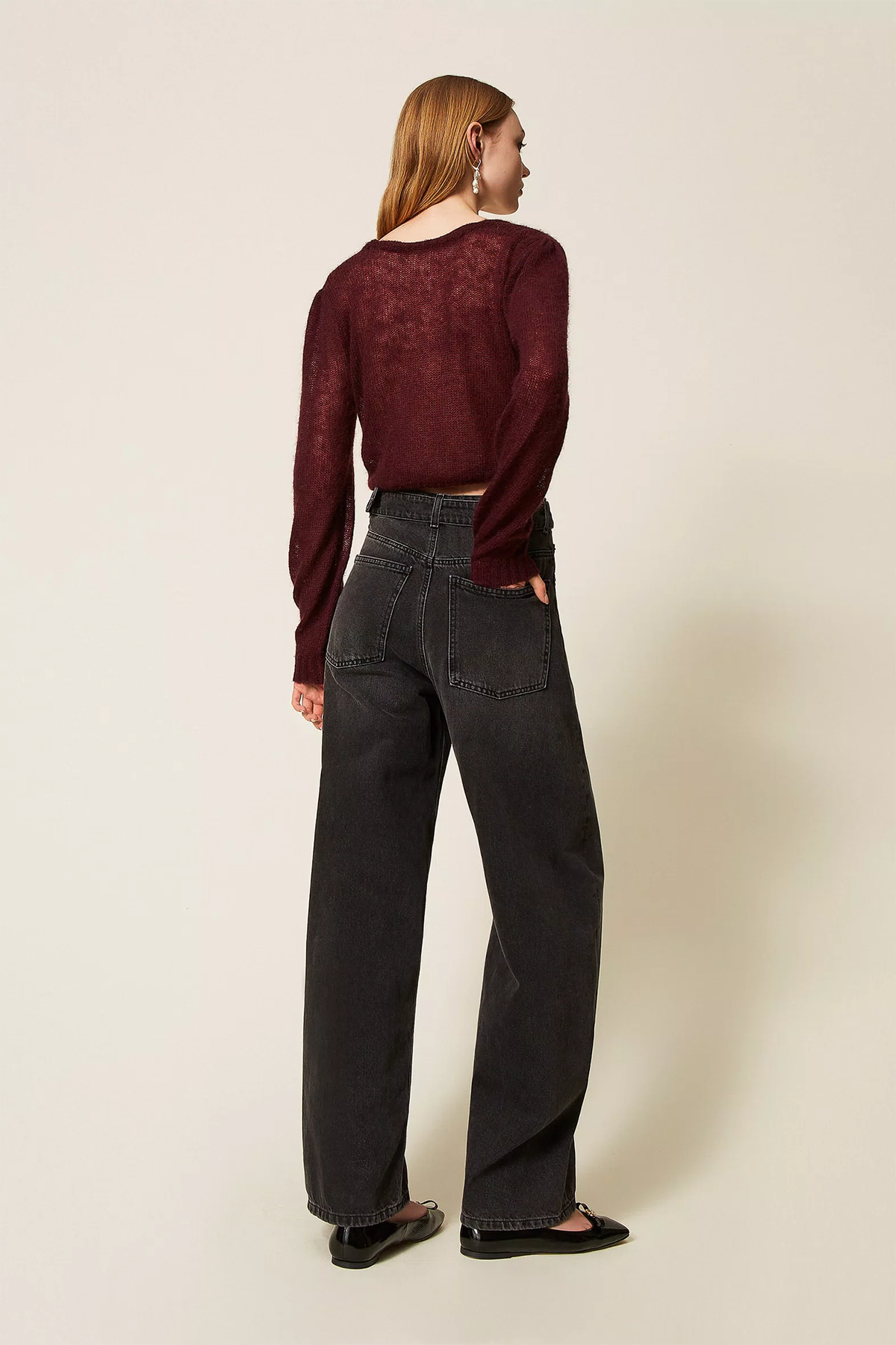 Twin Set Damen Jeans mit Gürtel und Maxischnalle, Schwarz 01103 Bild 4