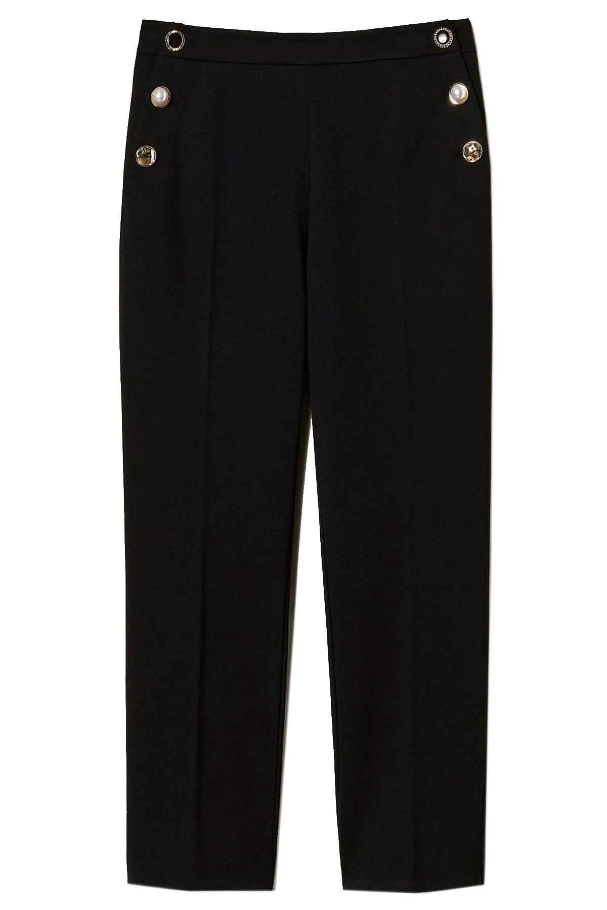 Twin Set Damen Jersey Hose mit Schmuckknöpfen Schwarz SCHWARZ Bild 1