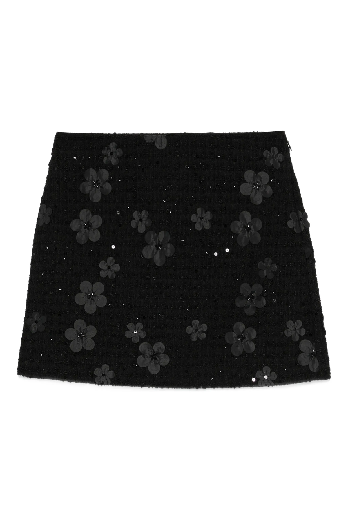 Twin Set Damen Mini-Bouclérock mit Blumen & Pailletten, Schwarz 12733 Bild 1