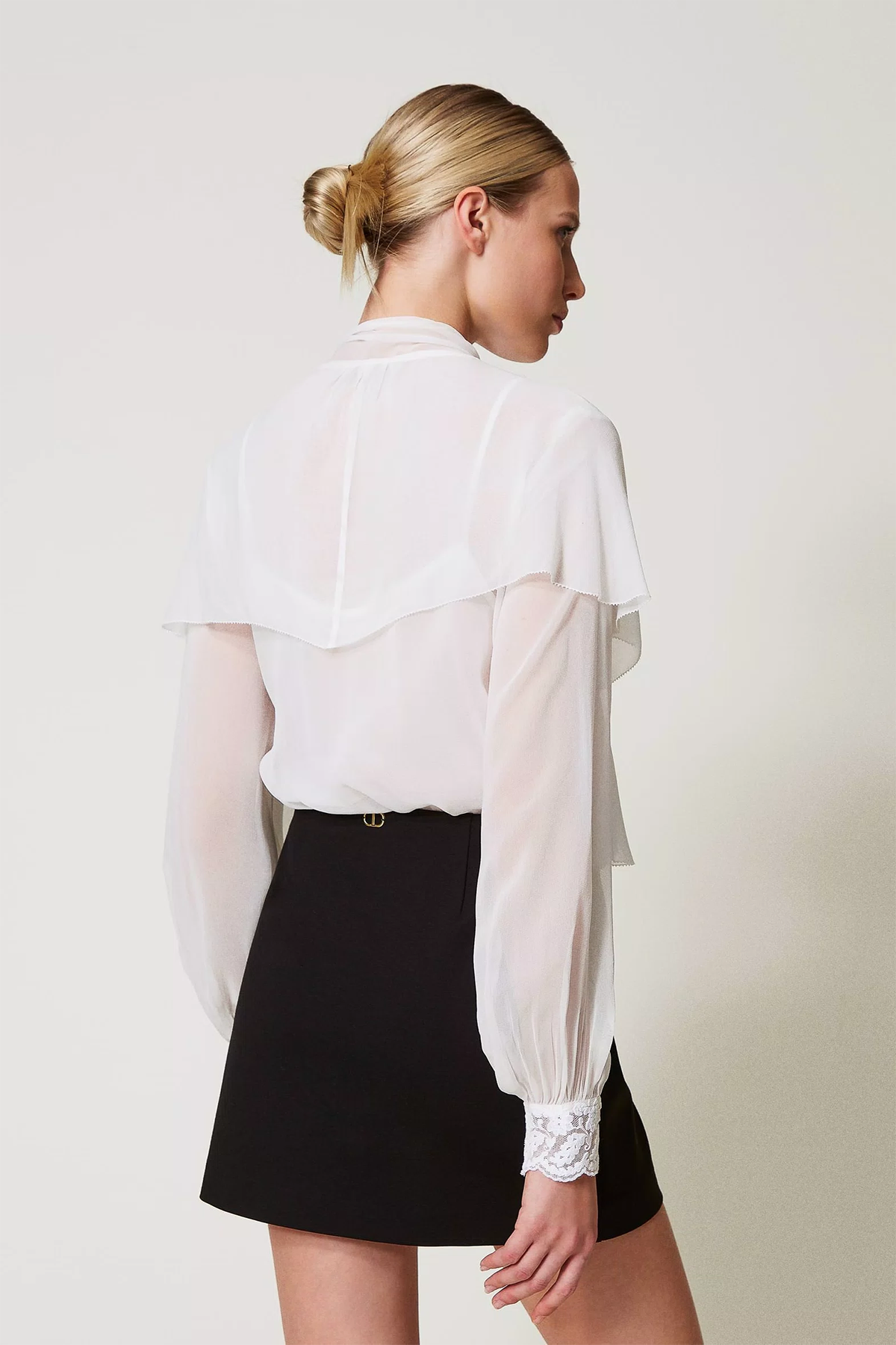 Twin Set Damen Minirock mit Schmuckknöpfen Schwarz SCHWARZ Bild 3