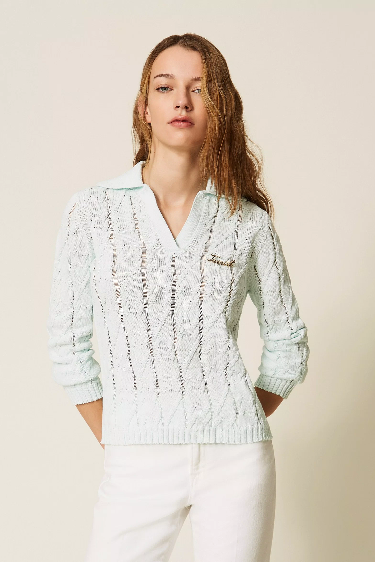 Twin Set Damen Strickpullover Aqua 13162 Bild 2