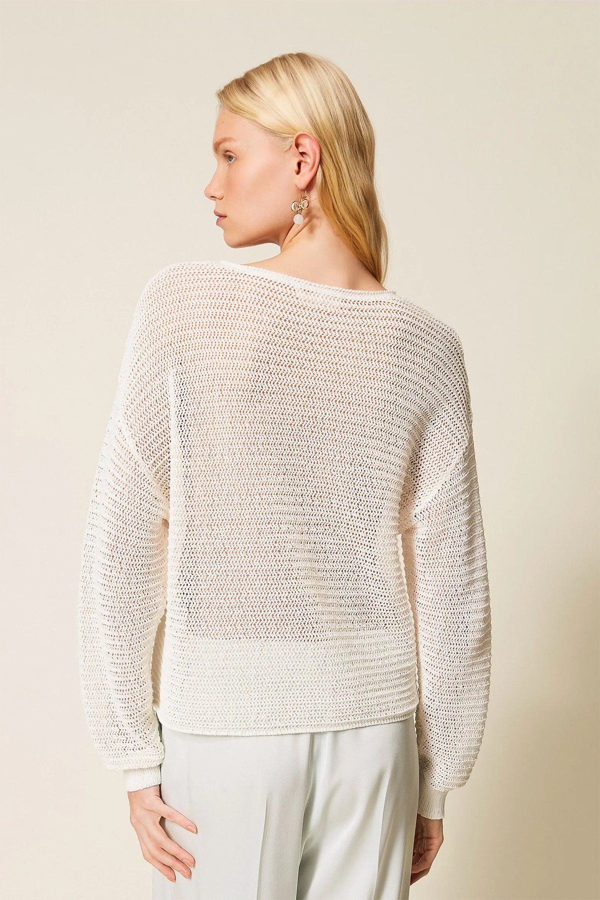 Twin Set Damen Strickpullover Natur-Weiss 00381 Bild 3