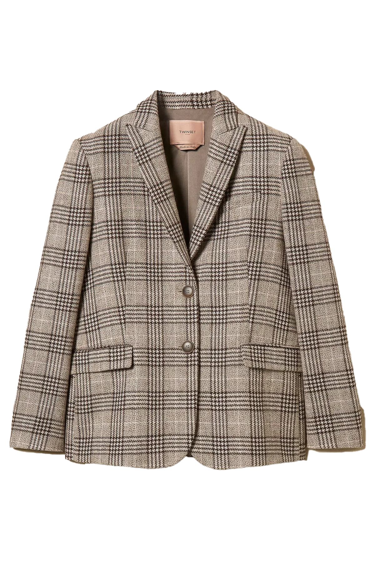 Twin Set karierter Damen Blazer Beige ANTHRAZIT GRAU Bild 1