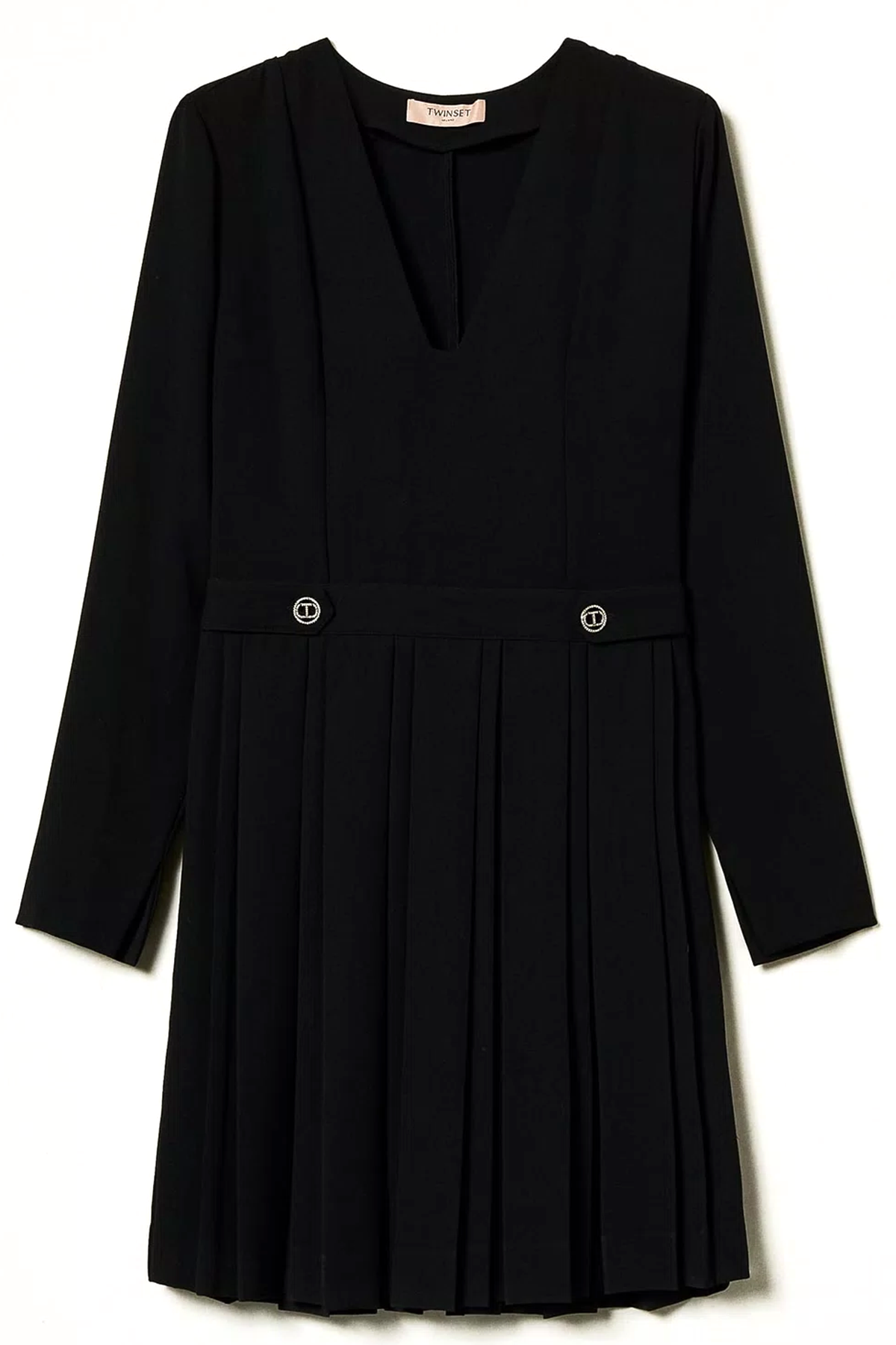 Twin Set kurzes Damen Kleid aus plissiertem Krepp Schwarz SCHWARZ Bild 1
