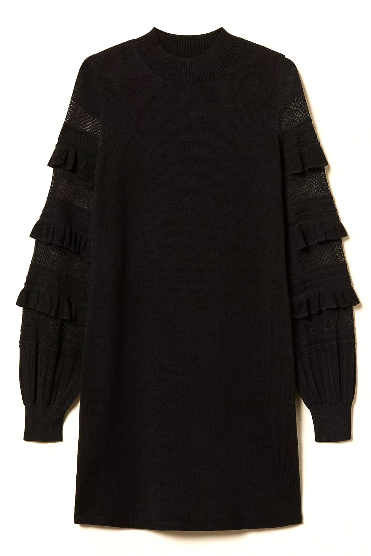 Twin Set kurzes Damen Strickkleid mit Netzmaschen Schwarz 00006-NERO Bild 1