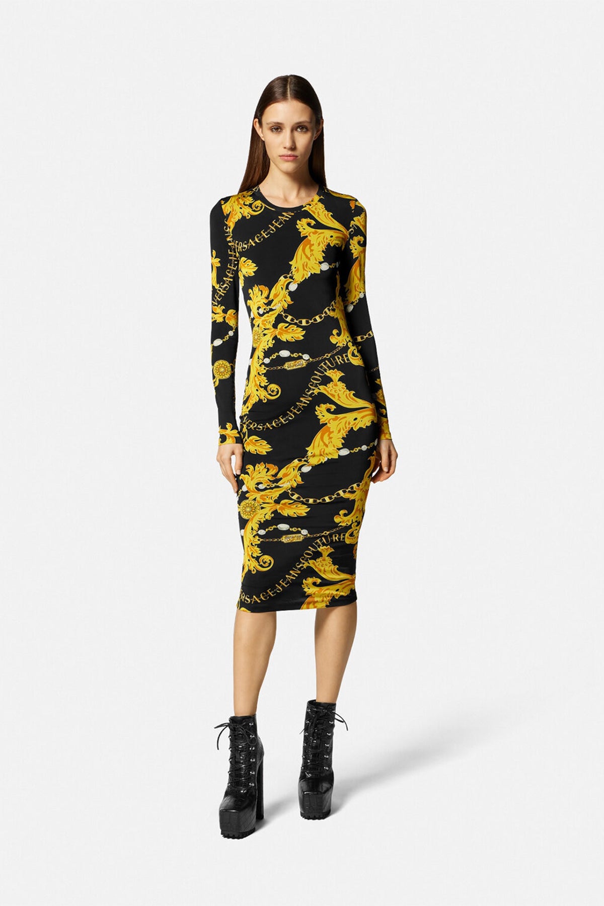 Versace Jeans Couture Damen Chain Couture Midikleid Schwarz/Gold SCHWARZ Bild 2