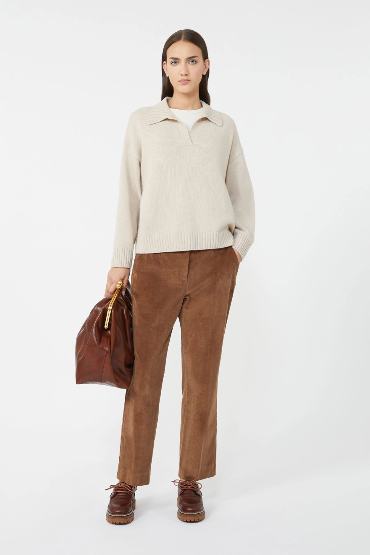 Weekend Max Mara Damen Strickpullover mit Polokragen Agre Beige BEIGE Bild 2