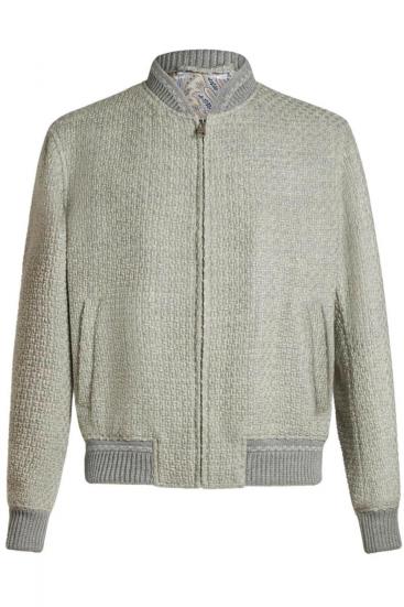 Herren Jacquard Bomberjacke Hellgrau 