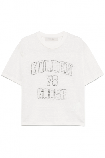 Damen T-Shirt mit Logo-Print Weiss 