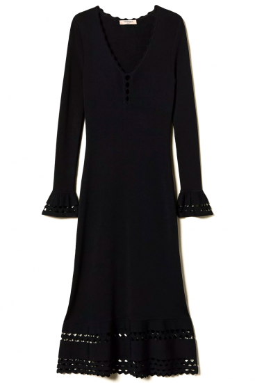 Damen Strickkleid Schwarz 