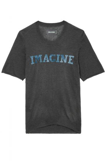 Damen Kaschmir T-Shirt Imagine Grau 